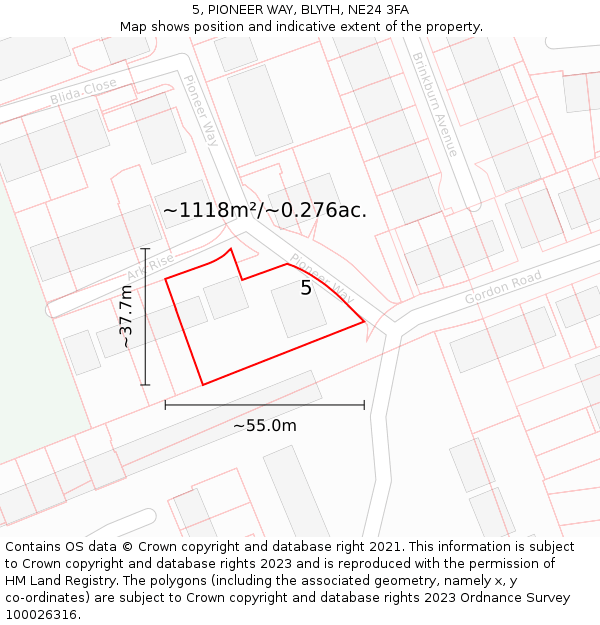 5, PIONEER WAY, BLYTH, NE24 3FA: Plot and title map