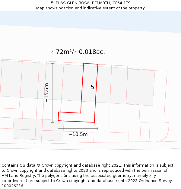 5, PLAS GLEN ROSA, PENARTH, CF64 1TS: Plot and title map