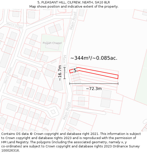 5, PLEASANT HILL, CILFREW, NEATH, SA10 8LR: Plot and title map