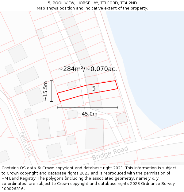 5, POOL VIEW, HORSEHAY, TELFORD, TF4 2ND: Plot and title map