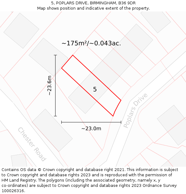 5, POPLARS DRIVE, BIRMINGHAM, B36 9DR: Plot and title map