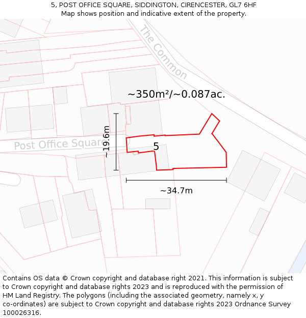 5, POST OFFICE SQUARE, SIDDINGTON, CIRENCESTER, GL7 6HF: Plot and title map