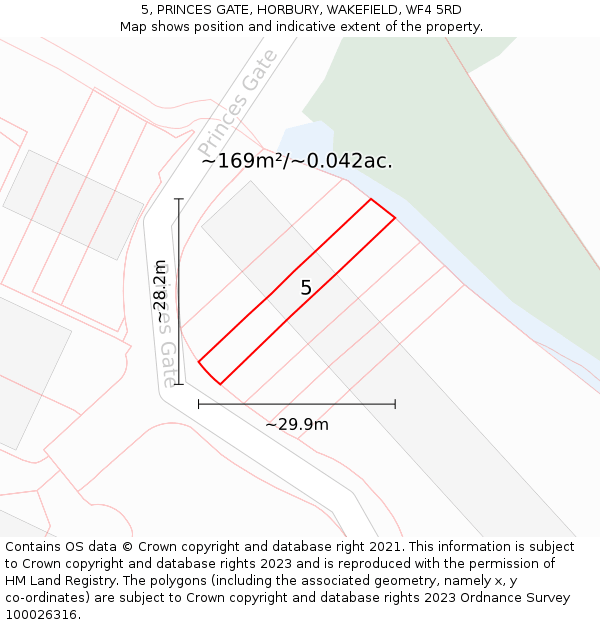 5, PRINCES GATE, HORBURY, WAKEFIELD, WF4 5RD: Plot and title map