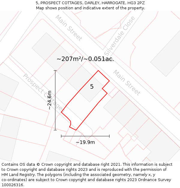 5, PROSPECT COTTAGES, DARLEY, HARROGATE, HG3 2PZ: Plot and title map