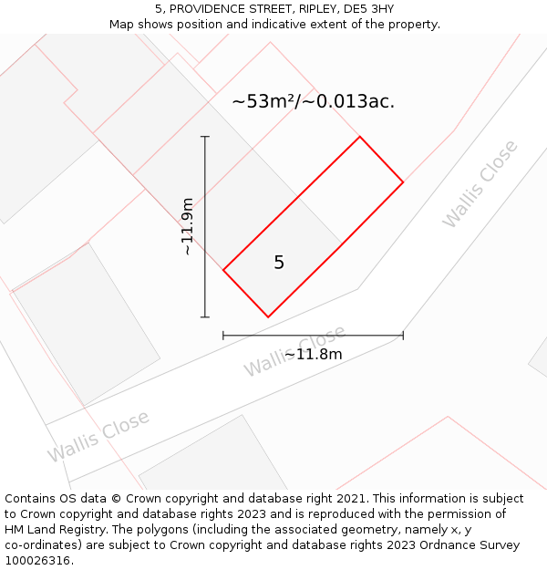 5, PROVIDENCE STREET, RIPLEY, DE5 3HY: Plot and title map