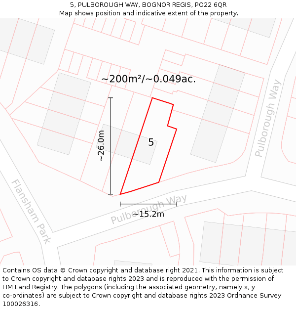 5, PULBOROUGH WAY, BOGNOR REGIS, PO22 6QR: Plot and title map
