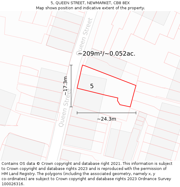 5, QUEEN STREET, NEWMARKET, CB8 8EX: Plot and title map