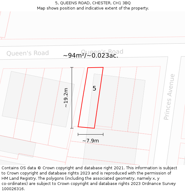 5, QUEENS ROAD, CHESTER, CH1 3BQ: Plot and title map