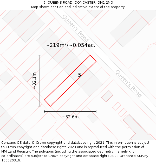 5, QUEENS ROAD, DONCASTER, DN1 2NQ: Plot and title map