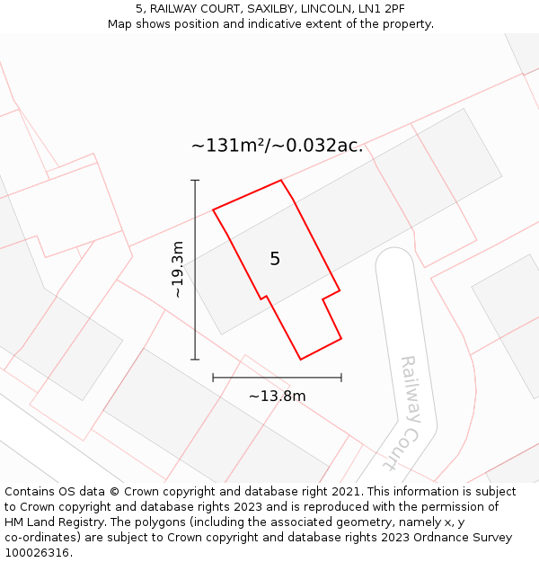 5, RAILWAY COURT, SAXILBY, LINCOLN, LN1 2PF: Plot and title map