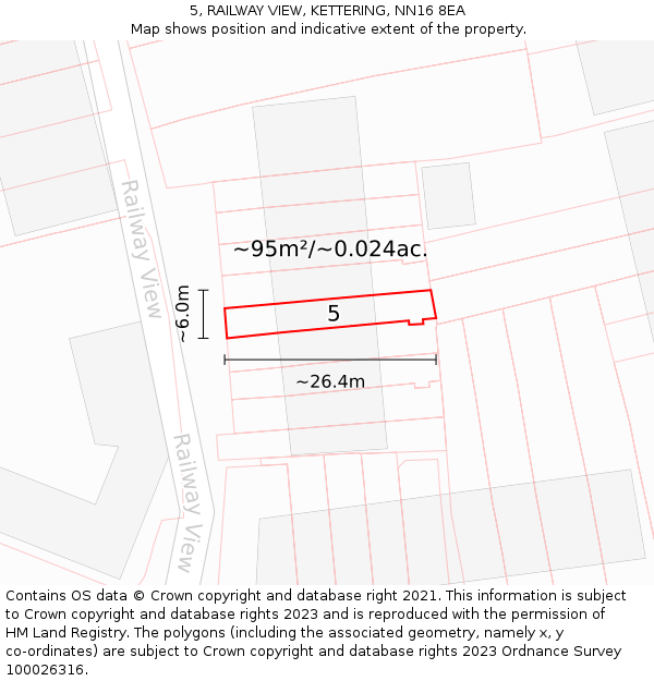 5, RAILWAY VIEW, KETTERING, NN16 8EA: Plot and title map