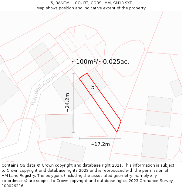 5, RANDALL COURT, CORSHAM, SN13 9XF: Plot and title map