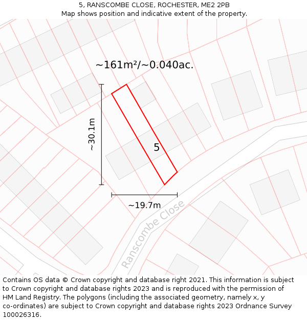 5, RANSCOMBE CLOSE, ROCHESTER, ME2 2PB: Plot and title map