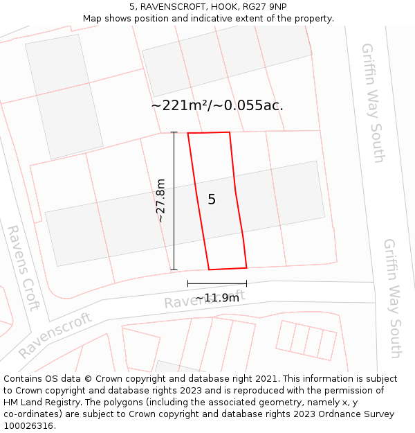 5, RAVENSCROFT, HOOK, RG27 9NP: Plot and title map