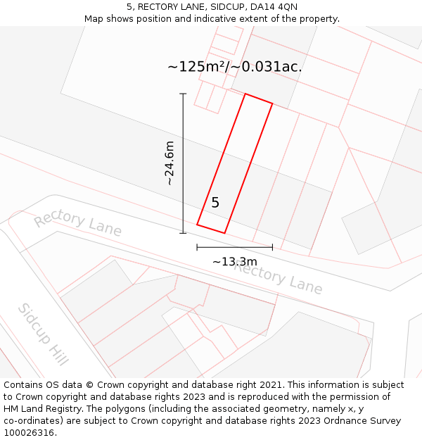 5, RECTORY LANE, SIDCUP, DA14 4QN: Plot and title map