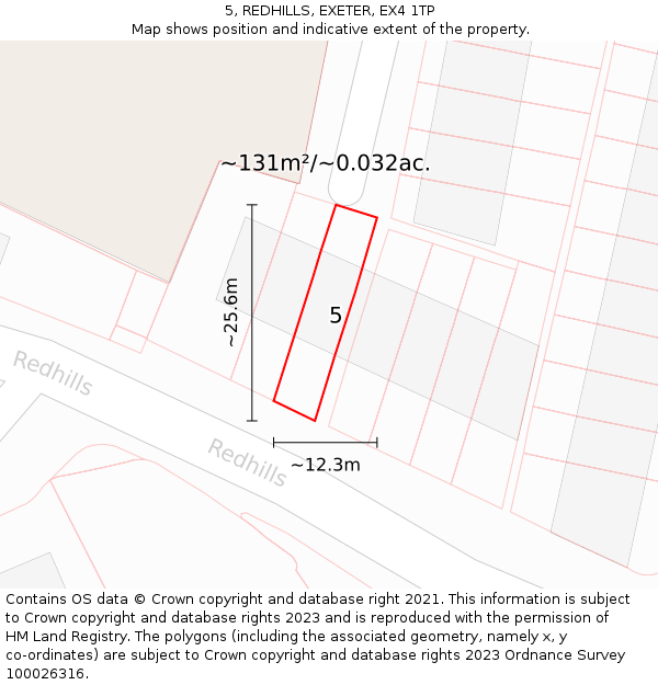 5, REDHILLS, EXETER, EX4 1TP: Plot and title map