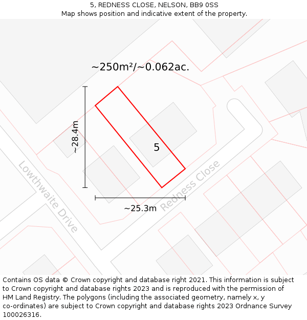 5, REDNESS CLOSE, NELSON, BB9 0SS: Plot and title map