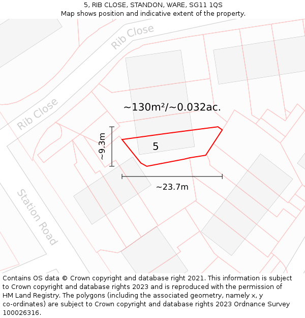 5, RIB CLOSE, STANDON, WARE, SG11 1QS: Plot and title map