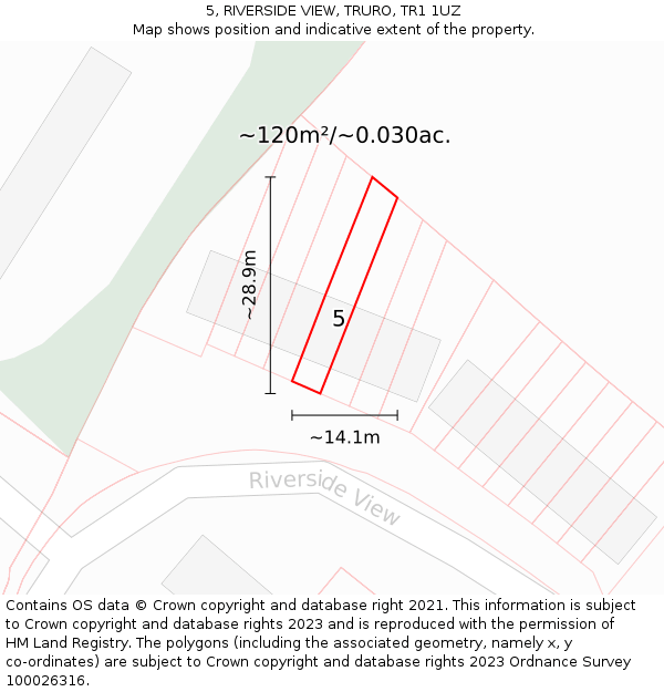 5, RIVERSIDE VIEW, TRURO, TR1 1UZ: Plot and title map