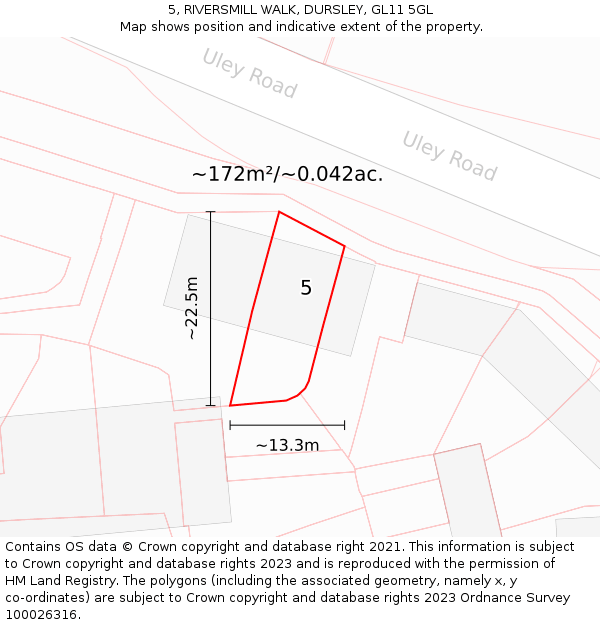 5, RIVERSMILL WALK, DURSLEY, GL11 5GL: Plot and title map