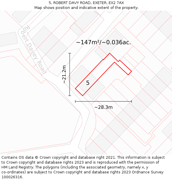 5, ROBERT DAVY ROAD, EXETER, EX2 7AX: Plot and title map