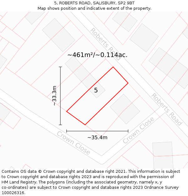 5, ROBERTS ROAD, SALISBURY, SP2 9BT: Plot and title map