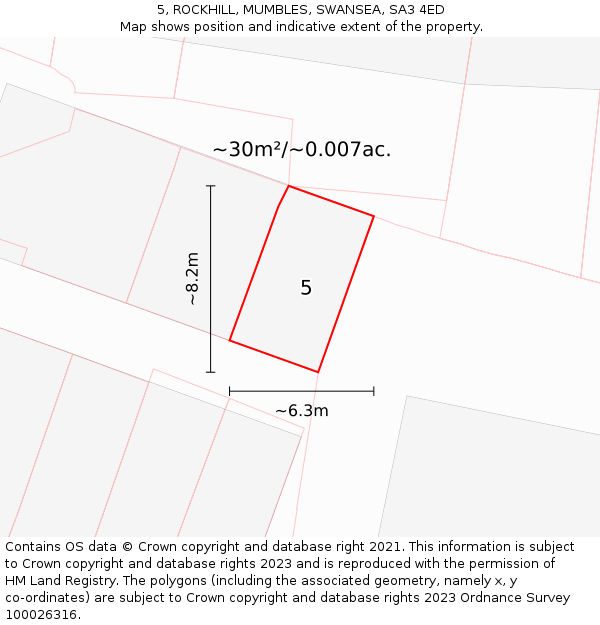 5, ROCKHILL, MUMBLES, SWANSEA, SA3 4ED: Plot and title map