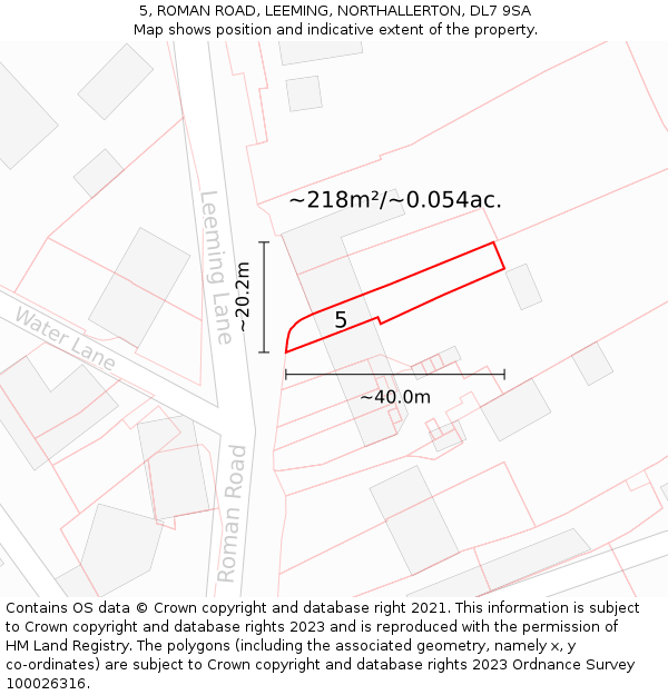 5, ROMAN ROAD, LEEMING, NORTHALLERTON, DL7 9SA: Plot and title map