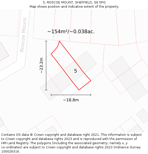 5, ROSCOE MOUNT, SHEFFIELD, S6 5PG: Plot and title map