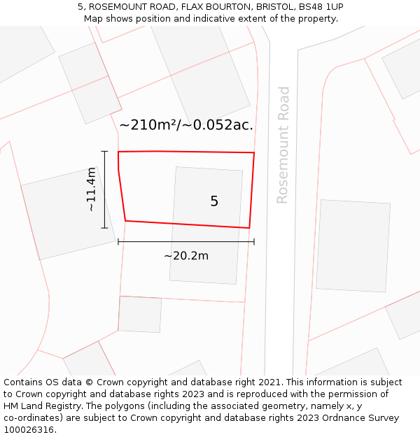 5, ROSEMOUNT ROAD, FLAX BOURTON, BRISTOL, BS48 1UP: Plot and title map