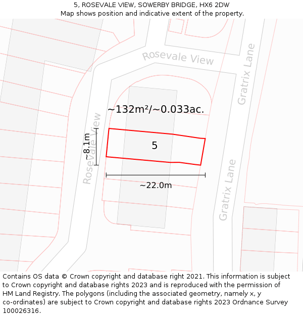 5, ROSEVALE VIEW, SOWERBY BRIDGE, HX6 2DW: Plot and title map