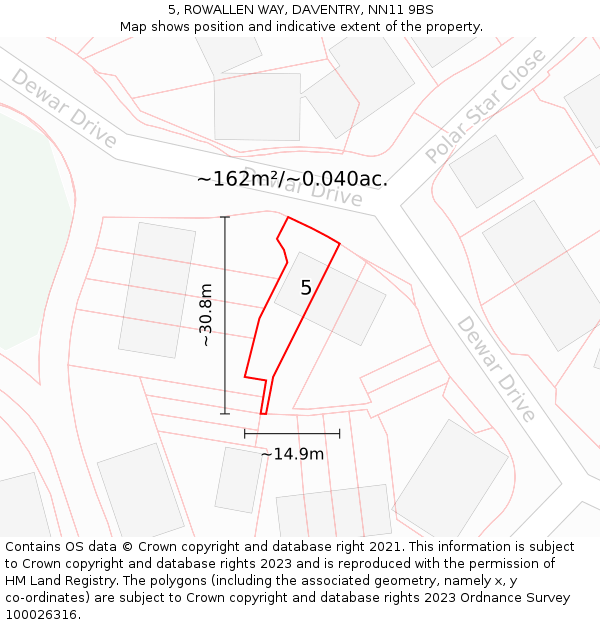 5, ROWALLEN WAY, DAVENTRY, NN11 9BS: Plot and title map