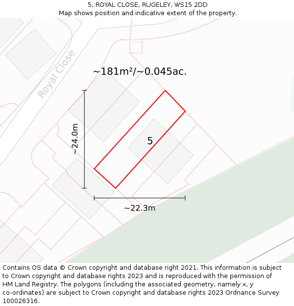 5, ROYAL CLOSE, RUGELEY, WS15 2DD: Plot and title map
