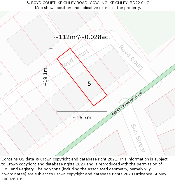 5, ROYD COURT, KEIGHLEY ROAD, COWLING, KEIGHLEY, BD22 0HG: Plot and title map