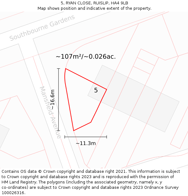 5, RYAN CLOSE, RUISLIP, HA4 9LB: Plot and title map