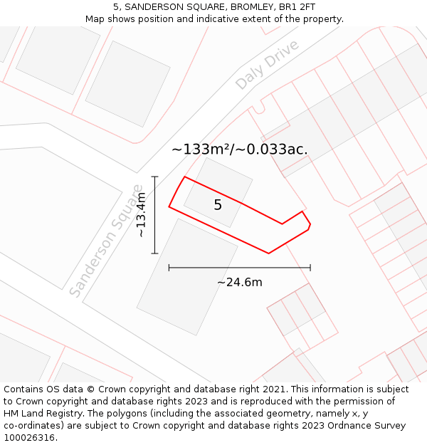 5, SANDERSON SQUARE, BROMLEY, BR1 2FT: Plot and title map
