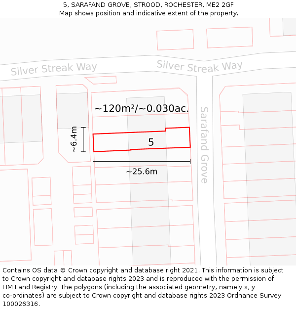 5, SARAFAND GROVE, STROOD, ROCHESTER, ME2 2GF: Plot and title map