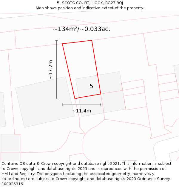 5, SCOTS COURT, HOOK, RG27 9QJ: Plot and title map