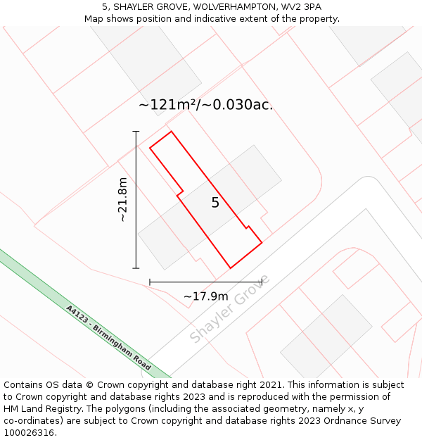 5, SHAYLER GROVE, WOLVERHAMPTON, WV2 3PA: Plot and title map