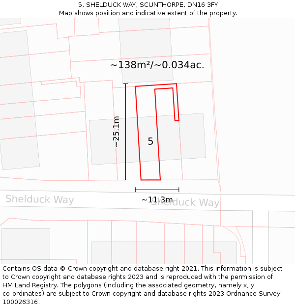 5, SHELDUCK WAY, SCUNTHORPE, DN16 3FY: Plot and title map
