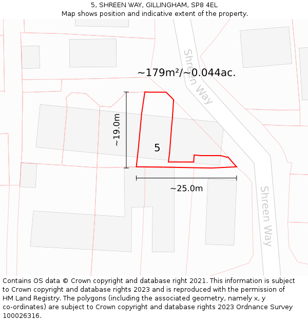 5, SHREEN WAY, GILLINGHAM, SP8 4EL: Plot and title map