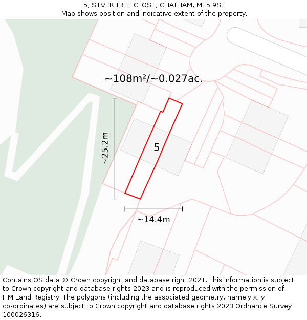 5, SILVER TREE CLOSE, CHATHAM, ME5 9ST: Plot and title map