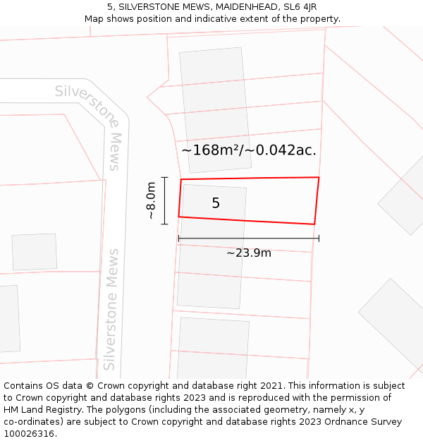 5, SILVERSTONE MEWS, MAIDENHEAD, SL6 4JR: Plot and title map