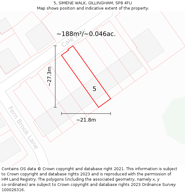 5, SIMENE WALK, GILLINGHAM, SP8 4FU: Plot and title map