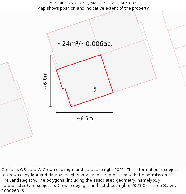 5, SIMPSON CLOSE, MAIDENHEAD, SL6 8RZ: Plot and title map