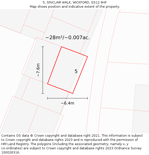 5, SINCLAIR WALK, WICKFORD, SS12 9HF: Plot and title map