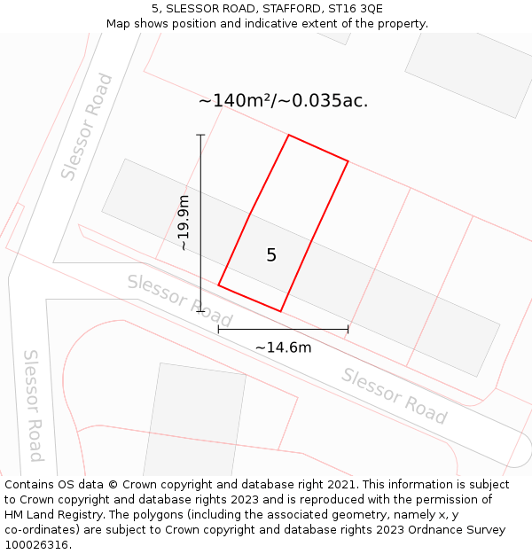 5, SLESSOR ROAD, STAFFORD, ST16 3QE: Plot and title map
