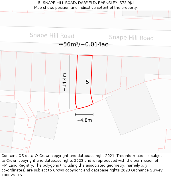 5, SNAPE HILL ROAD, DARFIELD, BARNSLEY, S73 9JU: Plot and title map