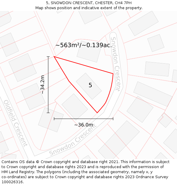 5, SNOWDON CRESCENT, CHESTER, CH4 7PH: Plot and title map