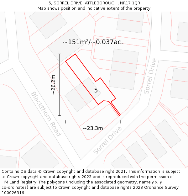 5, SORREL DRIVE, ATTLEBOROUGH, NR17 1QR: Plot and title map